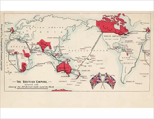 Map of British Empire showing international cable