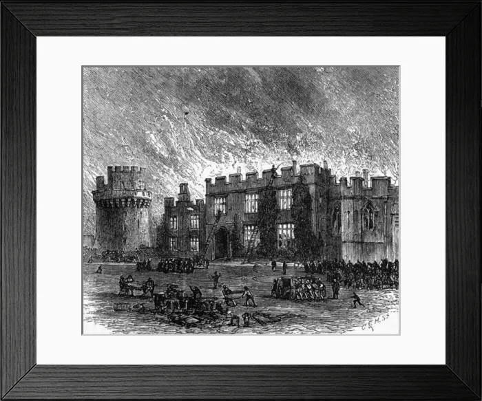 Framed Print : Fire at Warwick Castle Framed Print : Fire at Warwick Castle