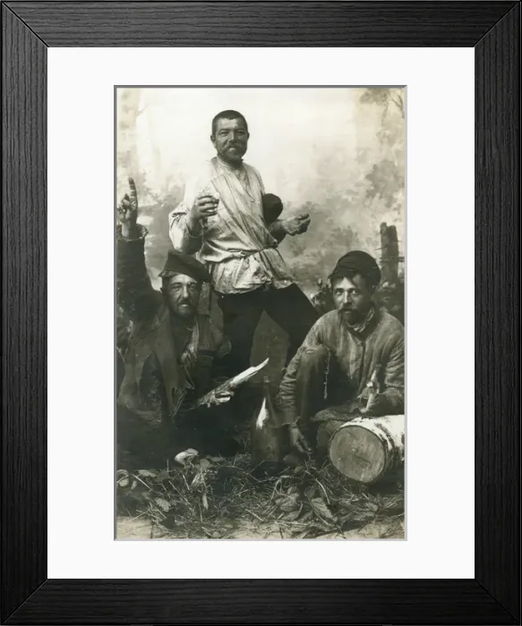 Framed Print : Three Russian men in a studio photo Framed Print : Three Russian men in a studio photo