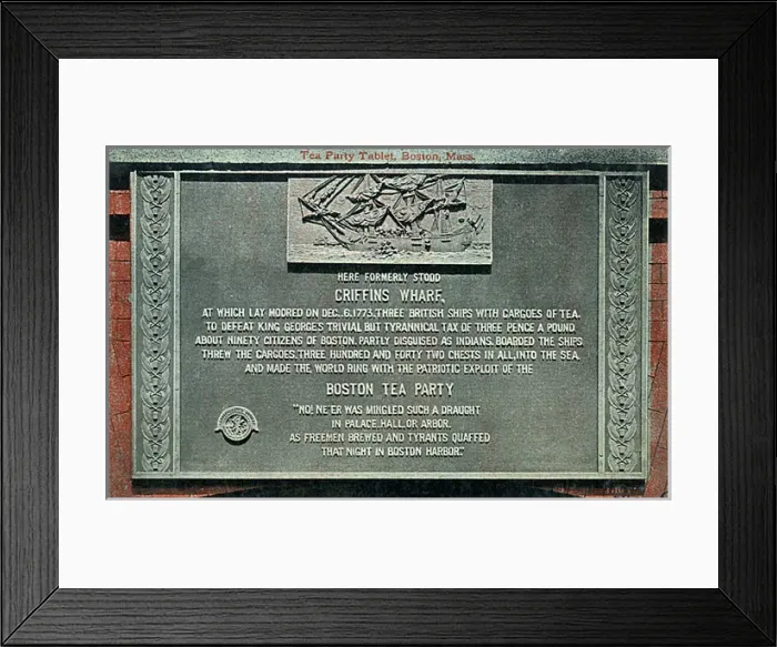 Framed Print : Tea Party Tablet, Boston, Massachusetts, USA Framed Print : Tea Party Tablet, Boston, Massachusetts, USA