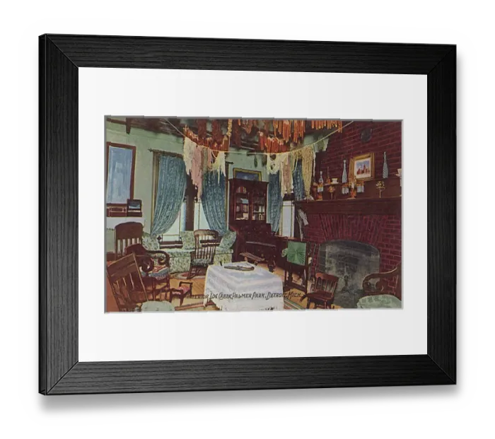 Framed Print : Interior of log cabin, Palmer Park, Detroit, Michigan, USA Framed Print : Interior of log cabin, Palmer Park, Detroit, Michigan, USA