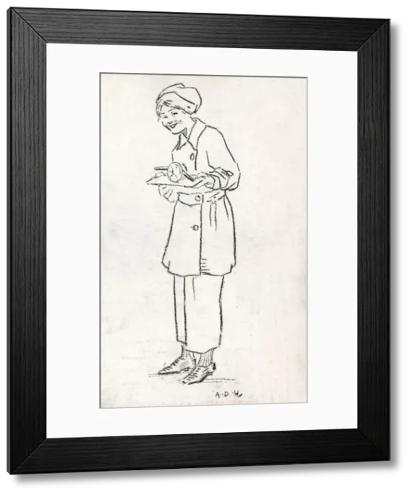 Framed Print : Woman Munition Worker 18 Pounder Gun Framed Print : Woman Munition Worker 18 Pounder Gun