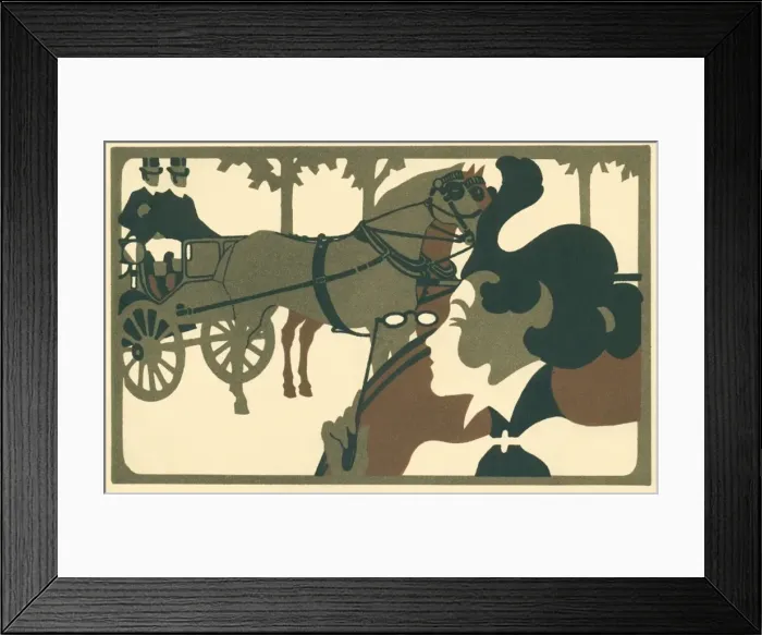 Framed Print : Woman and a horse carriage Framed Print : Woman and a horse carriage