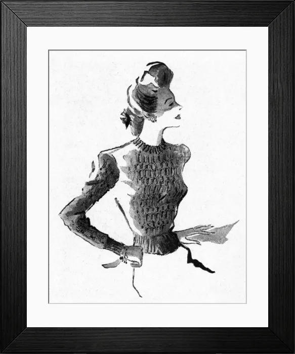 Framed Print : Plaited cable pullover, circa 1941 Framed Print : Plaited cable pullover, circa 1941