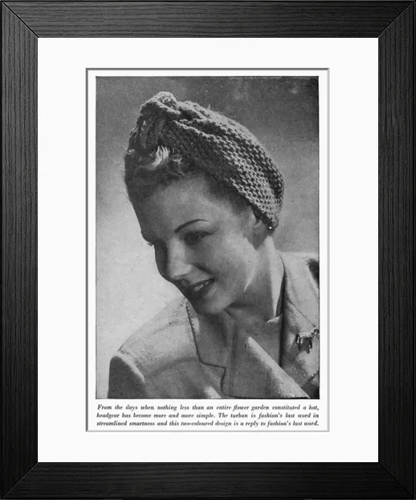 Framed Print : Two-colour turban, circa 1941 Framed Print : Two-colour turban, circa 1941