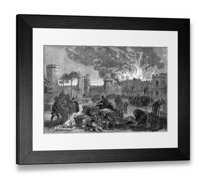Framed Print : The fire at Warwick Castle Framed Print : The fire at Warwick Castle
