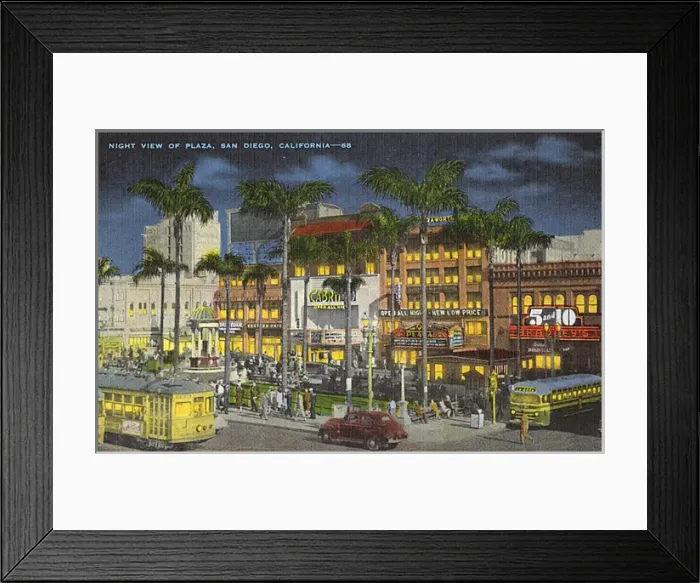 Framed Print : Night view of Plaza, San Diego, California, USA Framed Print : Night view of Plaza, San Diego, California, USA