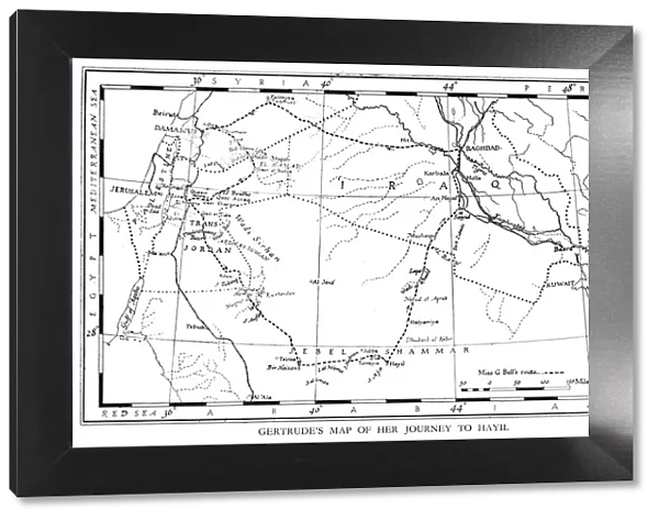 Gertrude Bells map of her journey to Hayil