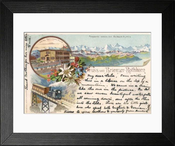 Framed Print : Hotel Rothhorn-Kulm and Alps, Brienz, Switzerland Framed Print : Hotel Rothhorn-Kulm and Alps, Brienz, Switzerland