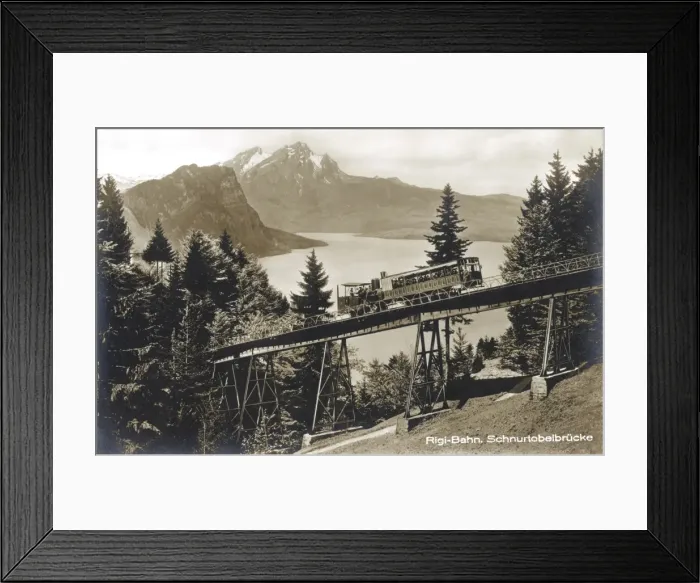 Framed Print : Rigi-Bahn at Schnurtobelbrucke, Switzerland Framed Print : Rigi-Bahn at Schnurtobelbrucke, Switzerland