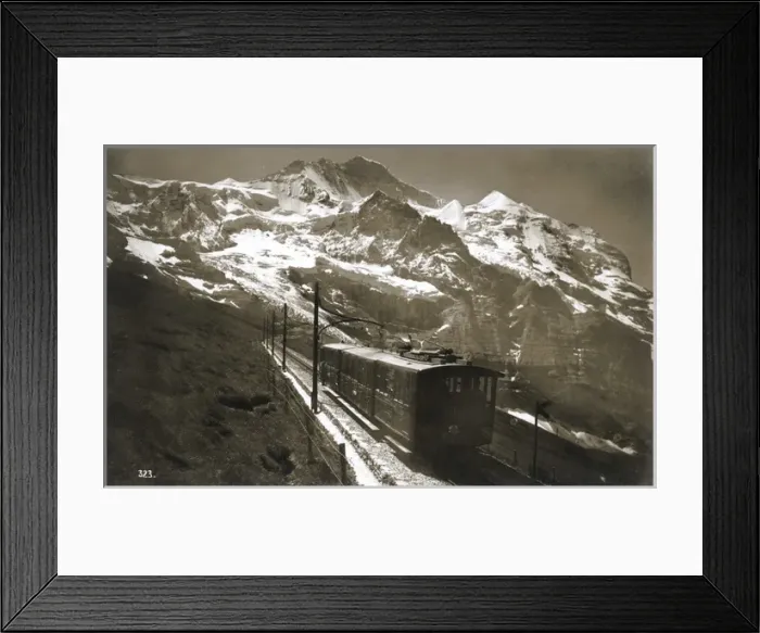 Framed Print : Jungfrau with train, Switzerland Framed Print : Jungfrau with train, Switzerland