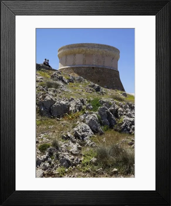 Framed Print : Menorca, near Fornells: Watchtower and defence tower Framed Print : Menorca, near Fornells: Watchtower and defence tower