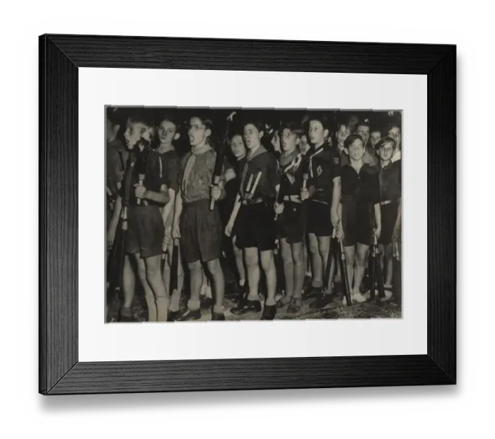 Framed Print : German boy scouts singing with torches Framed Print : German boy scouts singing with torches