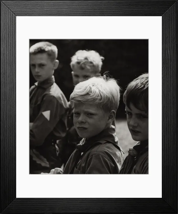 Framed Print : Four German boy scouts on an outdoor activity Framed Print : Four German boy scouts on an outdoor activity