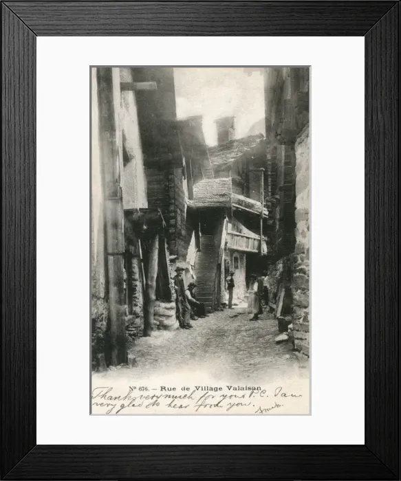 Framed Print : Street scene in village, Valais, Switzerland Framed Print : Street scene in village, Valais, Switzerland