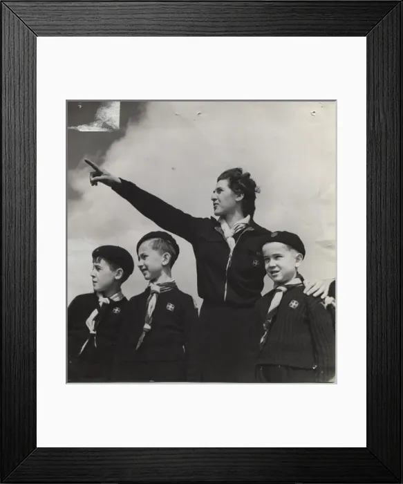 Framed Print : French cub scouts with their female leader Framed Print : French cub scouts with their female leader