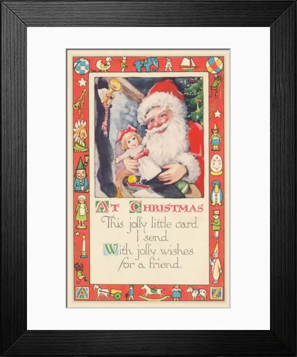Framed Print : Christmas Santa with doll Framed Print : Christmas Santa with doll