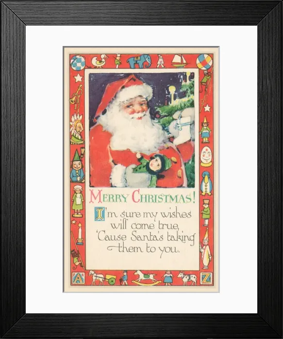 Framed Print : Christmas Santa with doll Framed Print : Christmas Santa with doll