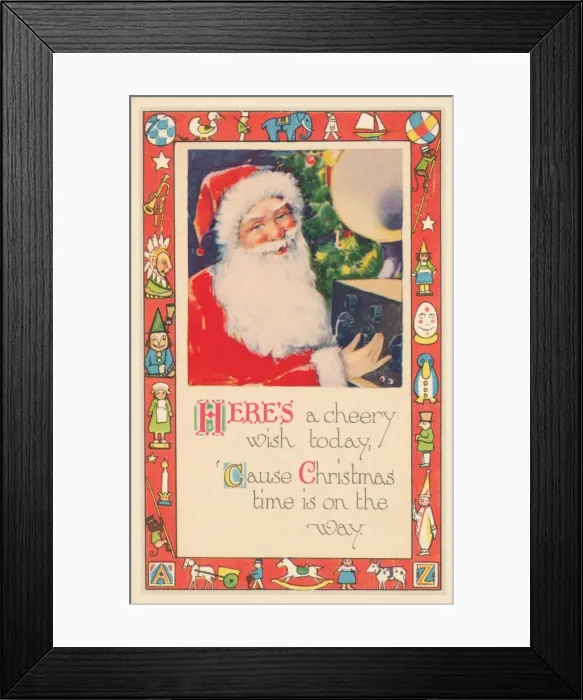 Framed Print : Christmas Santa with radio Framed Print : Christmas Santa with radio
