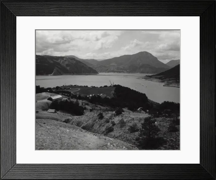 Framed Print : French scout camp with lake and mountains Framed Print : French scout camp with lake and mountains