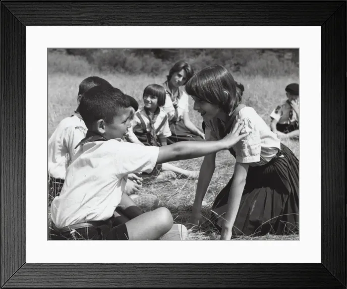Framed Print : French cub scouts, boys and girls, with leader Framed Print : French cub scouts, boys and girls, with leader
