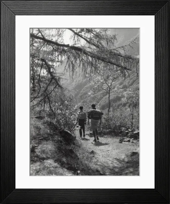 Framed Print : Two French scouts on a mountain path Framed Print : Two French scouts on a mountain path