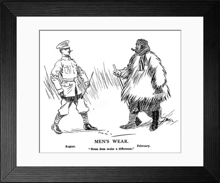 Framed Print : Mens Wear during WW1, August and February by J. H. Thorpe Framed Print : Mens Wear during WW1, August and February by J. H. Thorpe