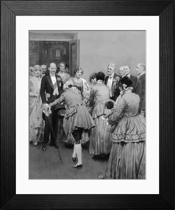 Framed Print : People in evening dress with bowing page Framed Print : People in evening dress with bowing page