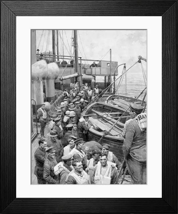 Framed Print : Army personnel on board ship, WW1 Framed Print : Army personnel on board ship, WW1