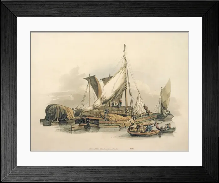 Framed Print : Barges by William Henry Pyne 1805 Framed Print : Barges by William Henry Pyne 1805