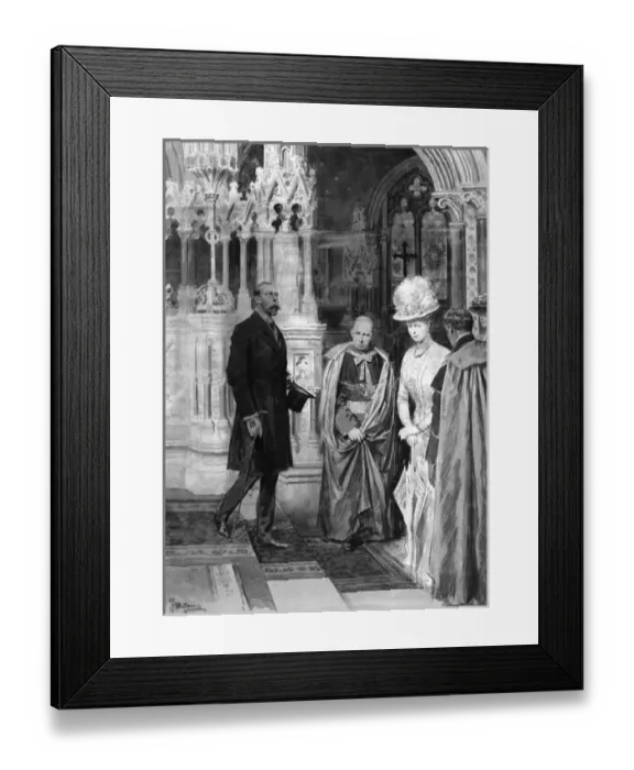 Framed Print : George V and Queen Mary with clergymen Framed Print : George V and Queen Mary with clergymen