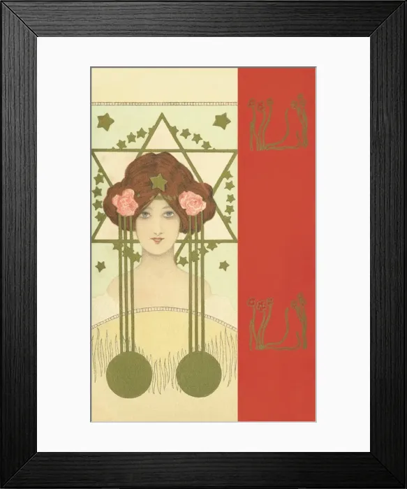 Framed Print : Elegant woman adorned with roses & stars Framed Print : Elegant woman adorned with roses & stars