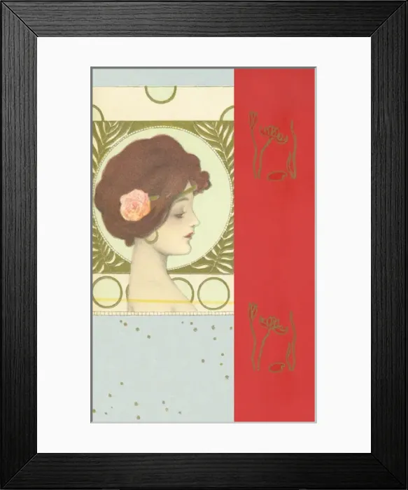 Framed Print : Elegant woman with pink rose