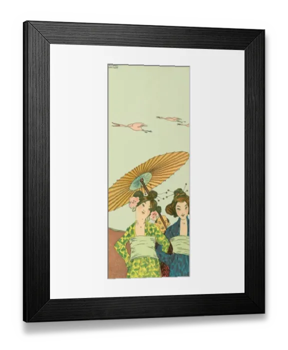 Framed Print : Japanese geishas & parasol Framed Print : Japanese geishas & parasol