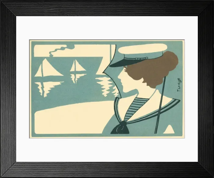 Framed Print : Woman in nautical dress Framed Print : Woman in nautical dress