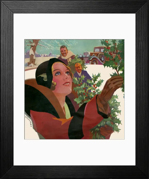 Framed Print : Collecting holly for Christmas Decorations Framed Print : Collecting holly for Christmas Decorations