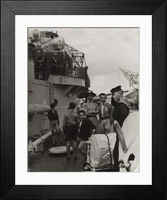Framed Print : 2nd and 3rd Gibraltar Scouts visiting HMS Superb Framed Print : 2nd and 3rd Gibraltar Scouts visiting HMS Superb