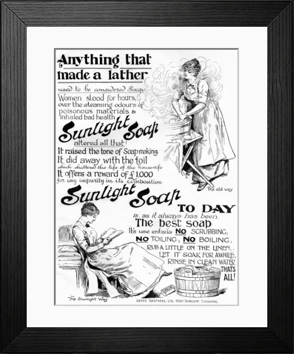 Framed Print : Sunlight Soap advertisement Framed Print : Sunlight Soap advertisement