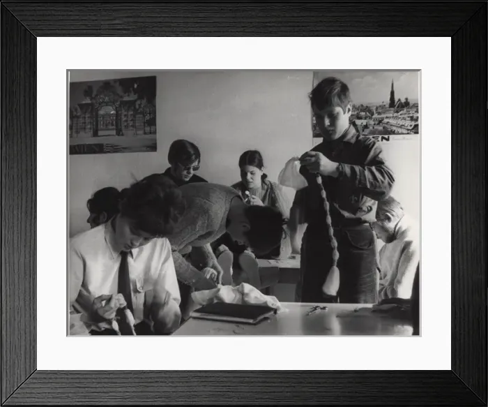 Framed Print : German scouts (girls and boys) doing crafts Framed Print : German scouts (girls and boys) doing crafts
