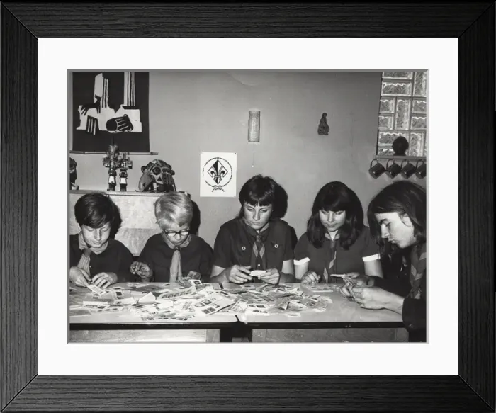 Framed Print : German scouts (girls and boys) doing crafts Framed Print : German scouts (girls and boys) doing crafts