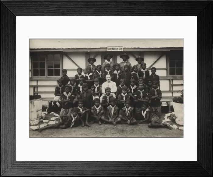 Framed Print : Scouts and cubs from Ghana with their leader