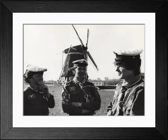 Framed Print : Dutch sea scouts with windmill, Holland