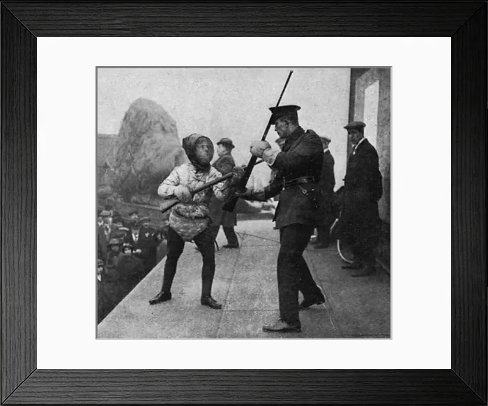Framed Print : Bayonet display at a recruiting meeting, WW1 Framed Print : Bayonet display at a recruiting meeting, WW1