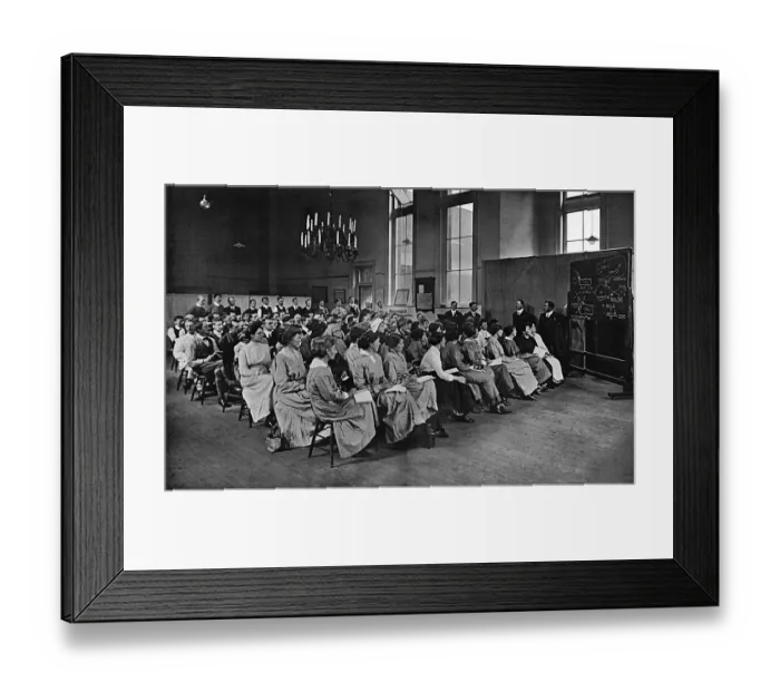 Framed Print : Women being trained at an L. C. C. technical college, WW1 Framed Print : Women being trained at an L. C. C. technical college, WW1