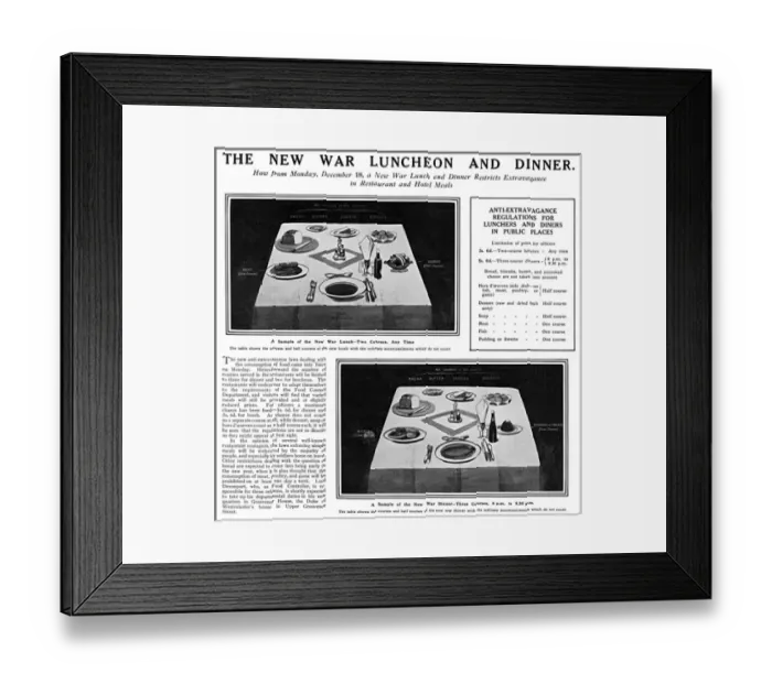 Framed Print : Restaurant restrictions during WW1 Framed Print : Restaurant restrictions during WW1
