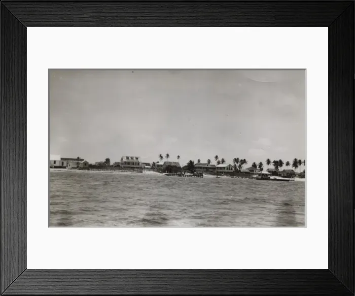 Framed Print : View of Loyola Camp from the sea, British Honduras Framed Print : View of Loyola Camp from the sea, British Honduras