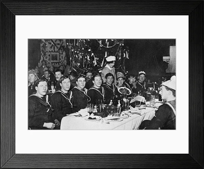 Framed Print : Christmas Day with the Fleet, sailors enjoy Xmas dinner, WW1 Framed Print : Christmas Day with the Fleet, sailors enjoy Xmas dinner, WW1