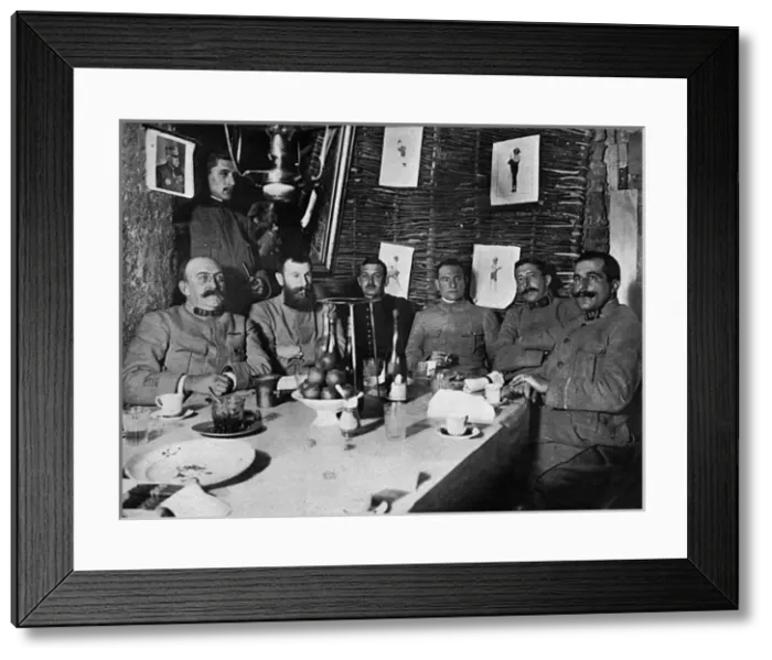 Framed Print : French officers in an underground shelter, WW1 Framed Print : French officers in an underground shelter, WW1