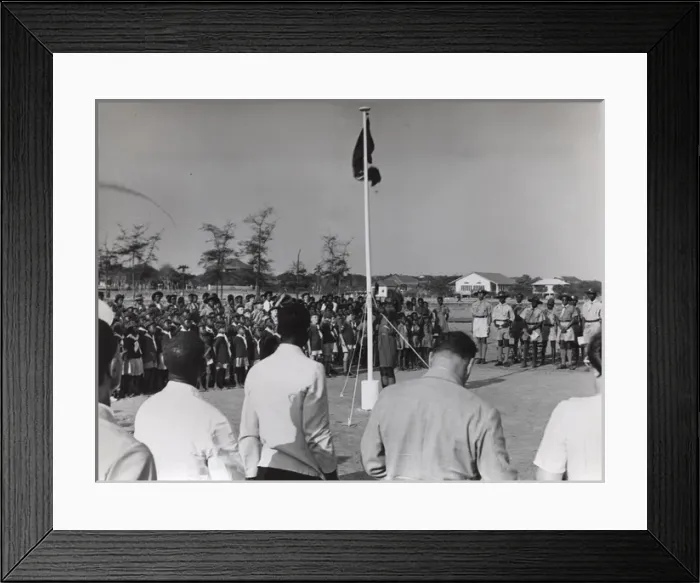 Framed Print : Raising flag at Scouts Own Service in Ghana, West Africa Framed Print : Raising flag at Scouts Own Service in Ghana, West Africa