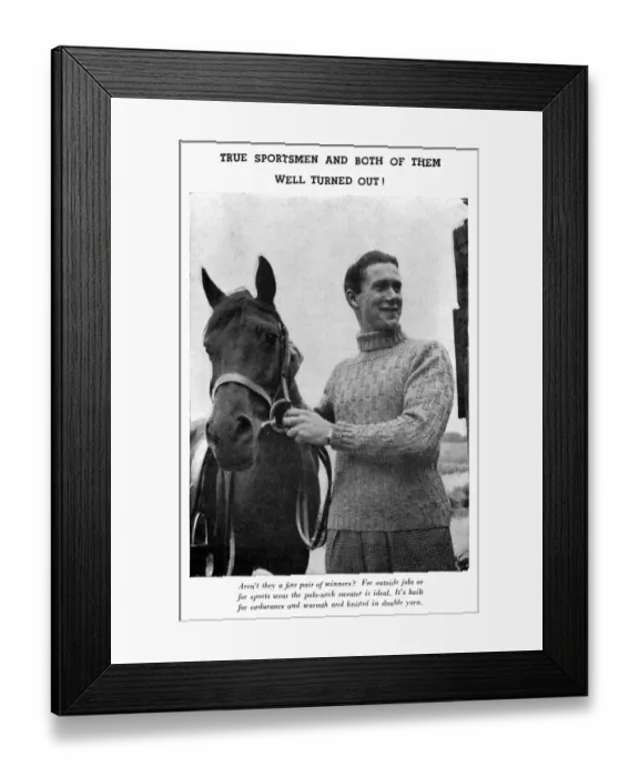 Framed Print : Polo neck sweater, circa 1941 Framed Print : Polo neck sweater, circa 1941